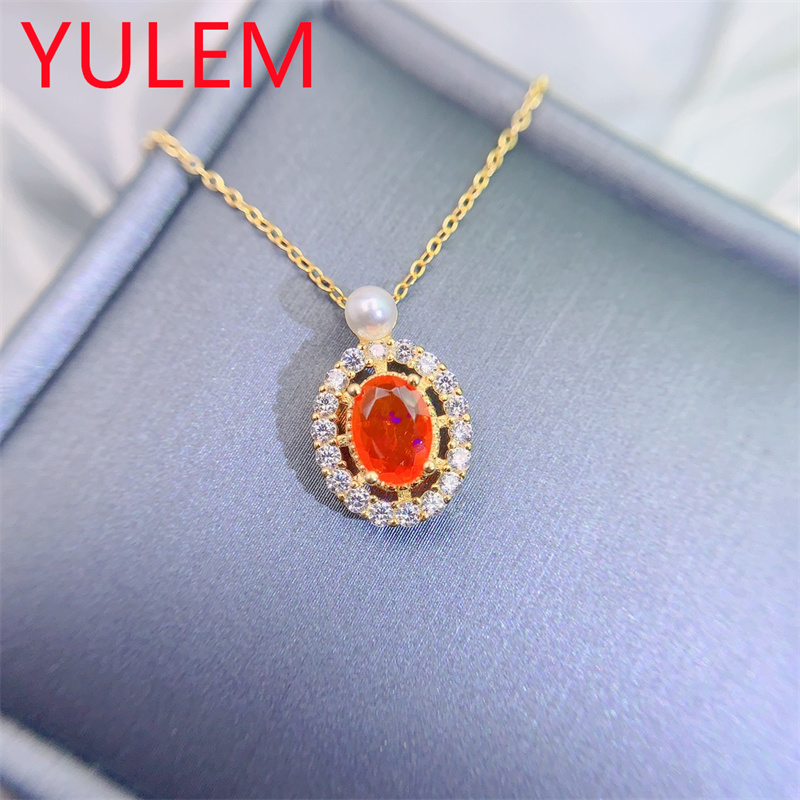 Jewelry Making For Birthday Party - Elegant Natural Orange Opal Pendant 925