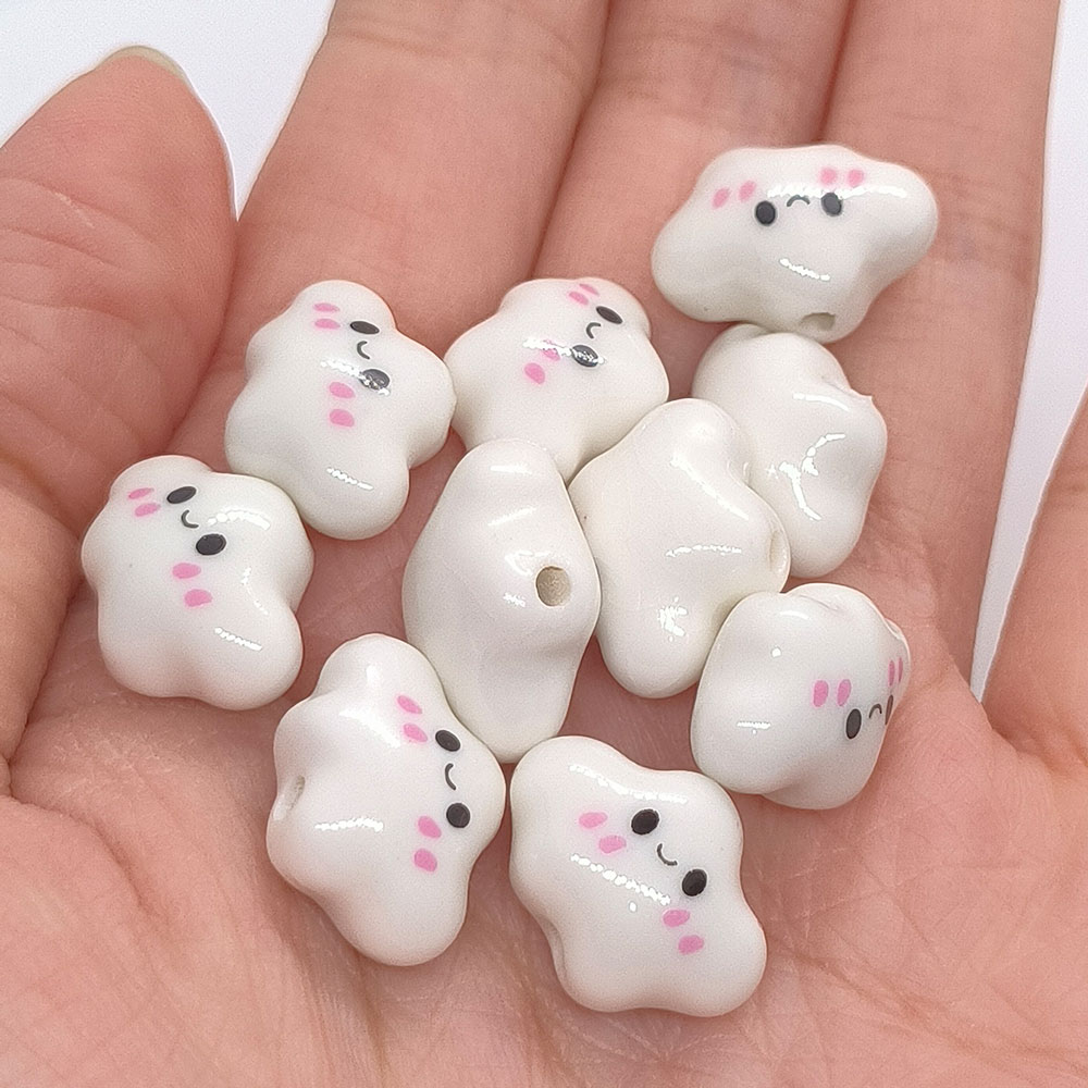 Jewelry Making For Birthday Party - 10pcs Colorful Chubby Smiling Cloud White