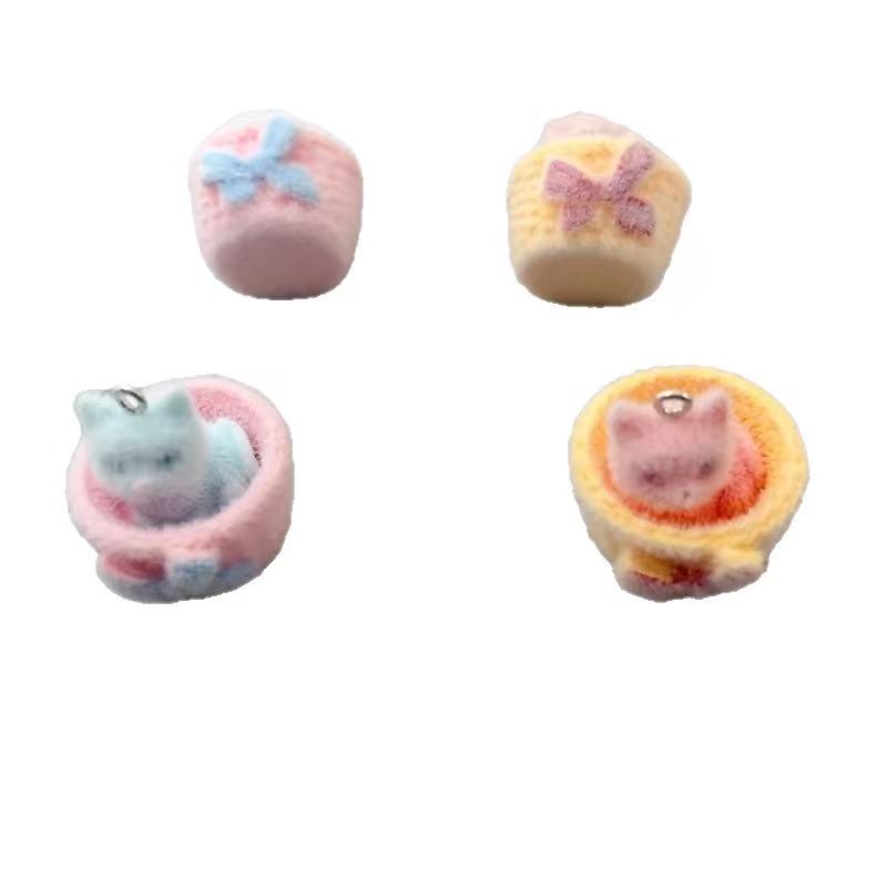 4pcs 3D plush resin cat pendan - Jewelry Making For Birthday Party ulasan dan harga