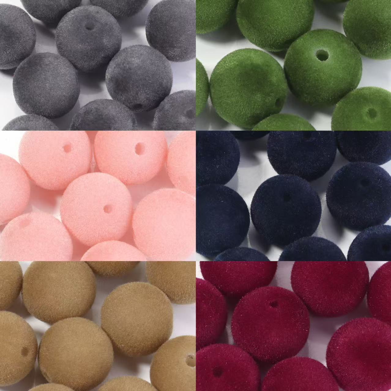 10Pcs/Lot 16mm Colorful Flocki - Bead Mat Velvet ulasan dan harga