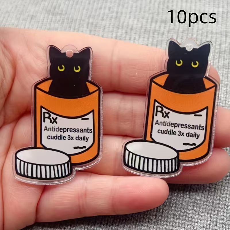 10pcs acrylic medicine cat pen - Jewelry Making For Birthday Party ulasan dan harga