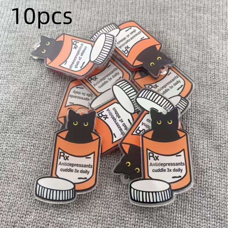 10pcs acrylic medicine cat pen - Jewelry Making For Birthday Party ulasan dan harga