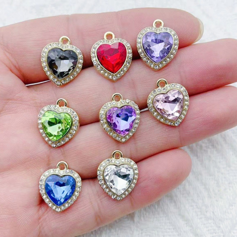 10pcs heart-shaped inlaid colo - Jewelry Making For Birthday Party ulasan dan harga