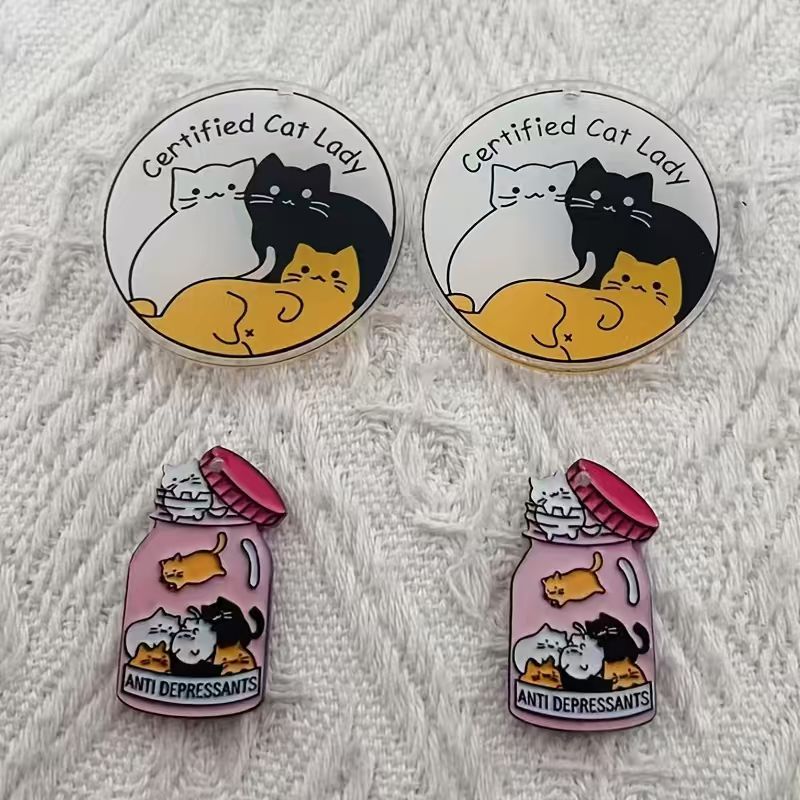 10pcs acrylic cute cat pendant - Jewelry Making For Birthday Party ulasan dan harga