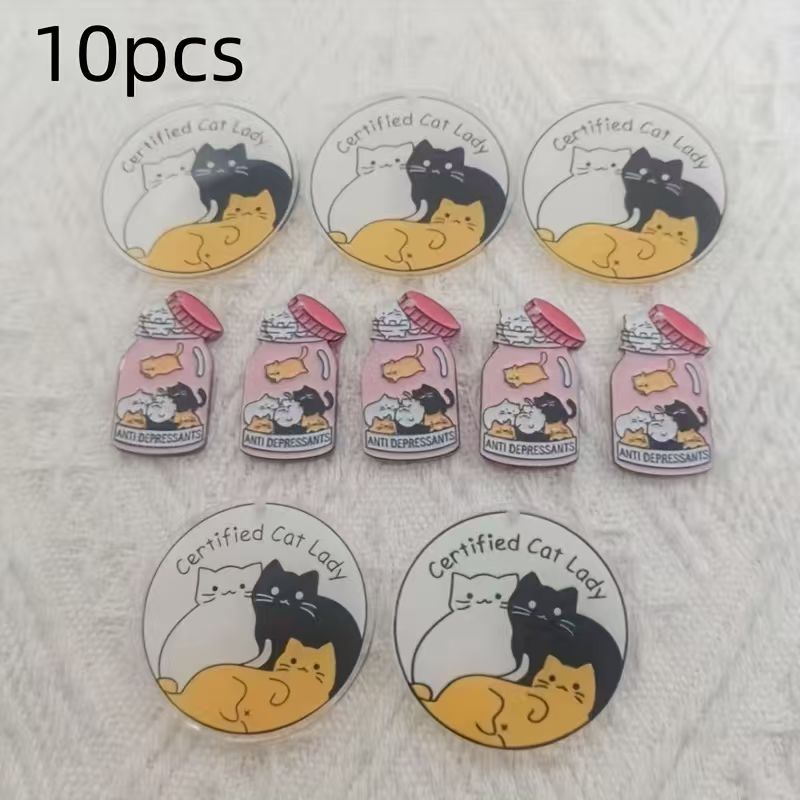 10pcs acrylic cute cat pendant - Jewelry Making For Birthday Party ulasan dan harga
