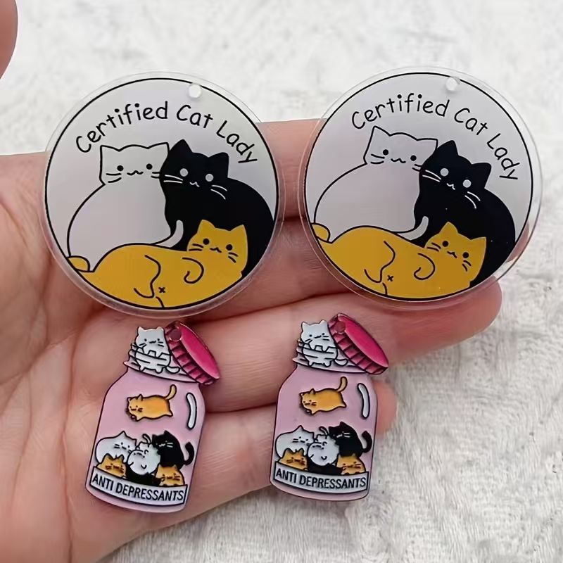 10pcs acrylic cute cat pendant - Jewelry Making For Birthday Party ulasan dan harga