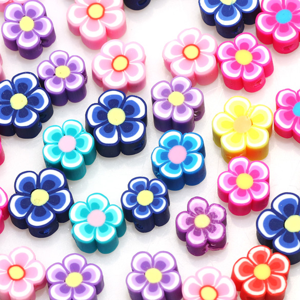 100pcs 10mm Mixed Flowers Poly - Jewelry Making Business ulasan dan harga
