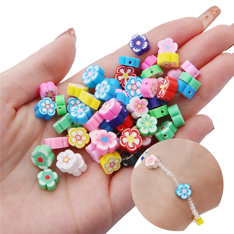 100pcs 10mm Mixed Flowers Poly - Jewelry Making Business ulasan dan harga