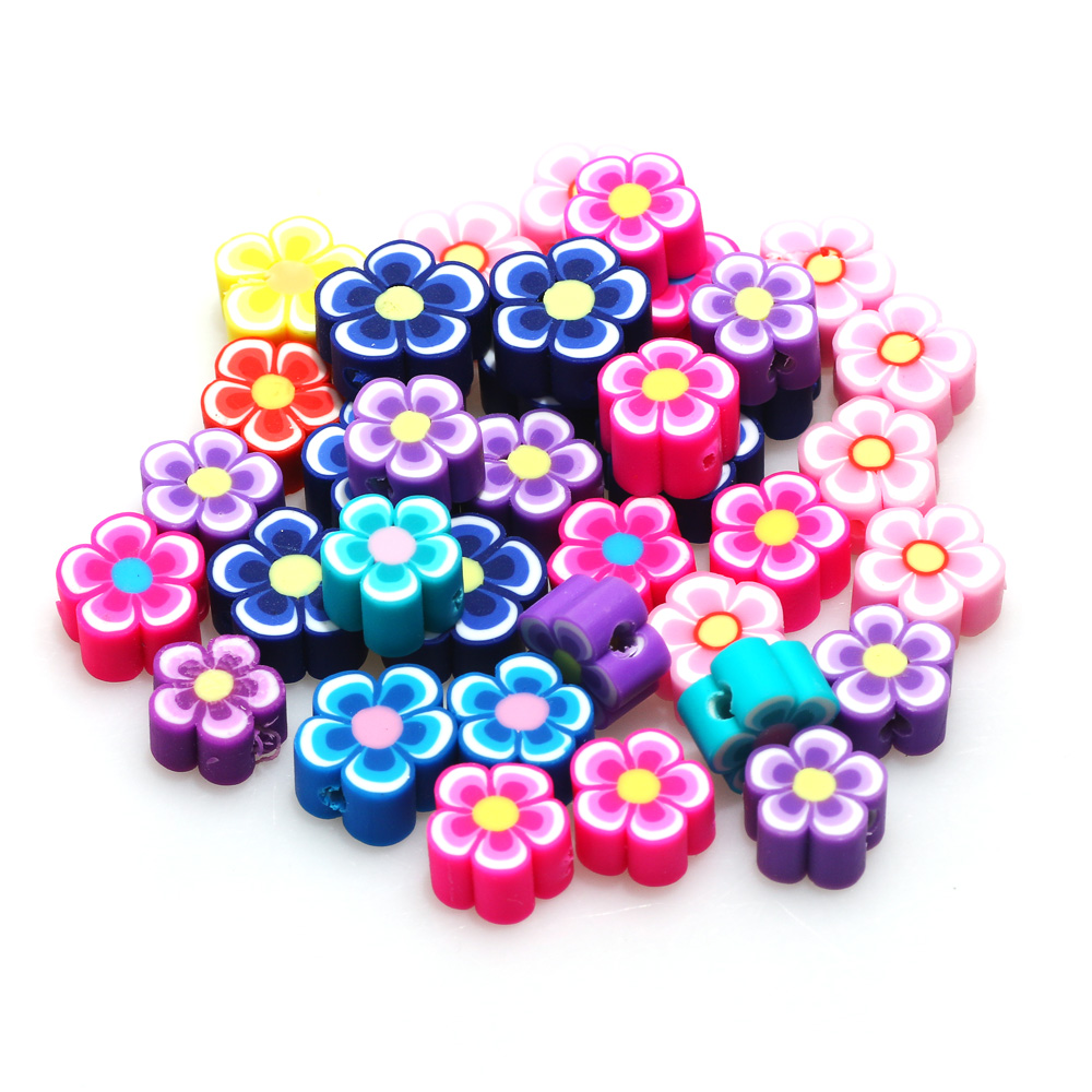 100pcs 10mm Mixed Flowers Poly - Jewelry Making Business ulasan dan harga