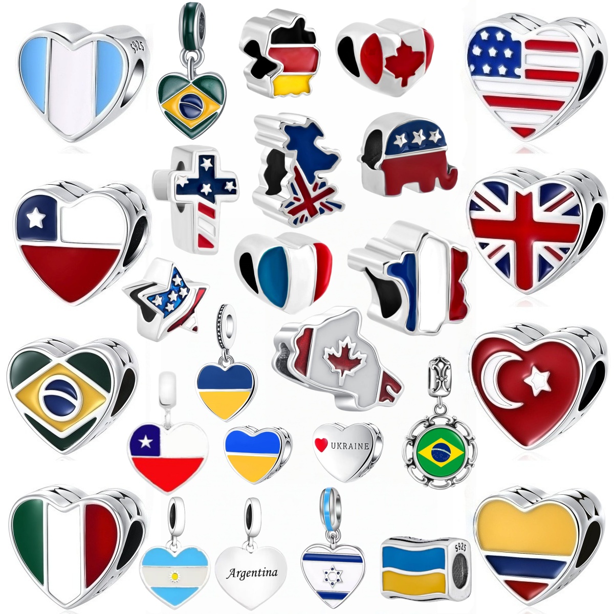 New S925 Silver National Flag  - Jewelry Making Uk ulasan dan harga
