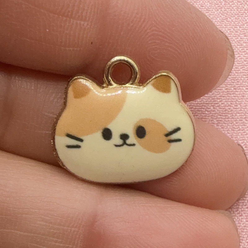 12pcs Printed Cat Head Alloy D - Jewelry Making For Birthday Party ulasan dan harga