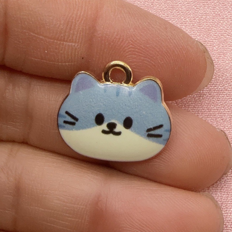 12pcs Printed Cat Head Alloy D - Jewelry Making For Birthday Party ulasan dan harga