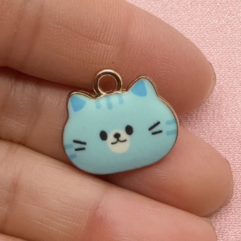 12pcs Printed Cat Head Alloy D - Jewelry Making For Birthday Party ulasan dan harga